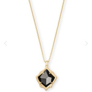 Kacey Black & Gold Long Pendant Necklace